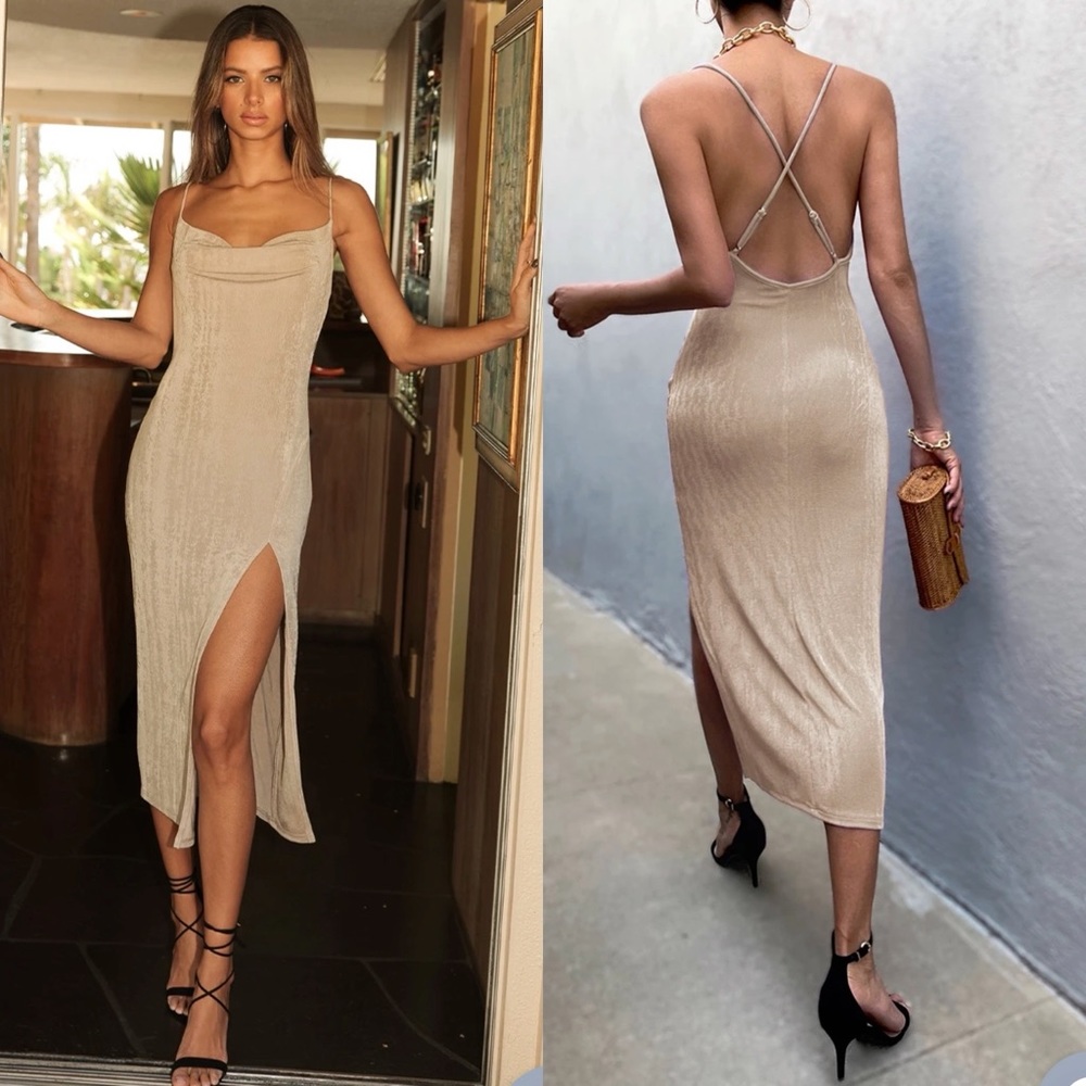 NWT SLINKY SLIP DRESS - CHAMPAGNE